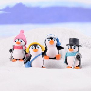 Cartoon Resin Penguin Model Kids Toys Miniture Fairy Garden Accessories Supplies Pot Bonsai Moss Fairy Garden Animals Micro Landscape Miniature Garden Terrariums Fairy Garden Figurine Kits Items Table Decoration Accessories